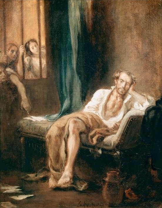 Eugene Delacroix, Le Tasse dans la maison de fous (Literatur,Schriftsteller,Psychiatrie,Anstalt,Französische Kunst,Geisteskrankheit,Gefangenschaft,Psychiatrisches Krankenhaus)