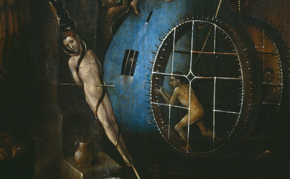 Hieronymus Bosch, Das Weltgericht (Christentum,Laster,Mühle,Religion,Strafe,Neues Testament,Bibel,Jüngstes Gericht,Phantastische Kunst,Apokalypse,Niederländische Kunst,Weltuntergang,Jenseitsvorstellungen,Höllenstrafe,Tretrad,Eschatologie)
