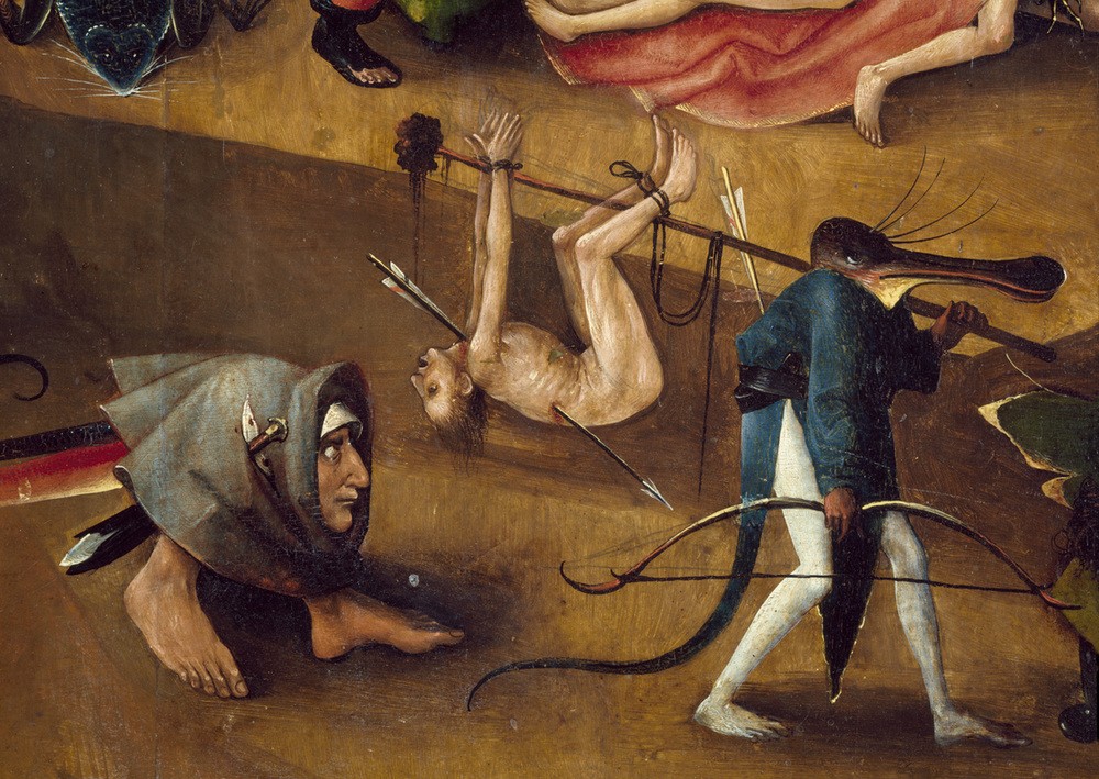 Hieronymus Bosch, Das Weltgericht (Christentum,Laster,Religion,Fabelwesen,Dämon,Neues Testament,Bibel,Jüngstes Gericht,Verdammte,Ungeheuer,Phantastische Kunst,Apokalypse,Niederländische Kunst,Jenseitsvorstellungen,Beute,Menschenjagd,Eschatologie,Kopffüssler)