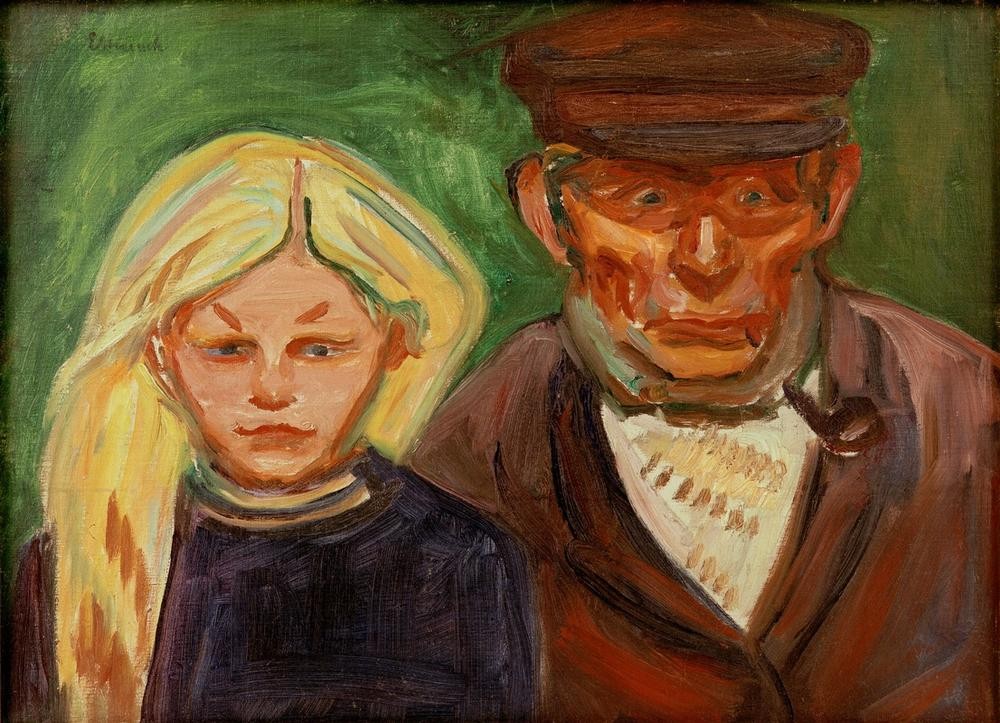 Edvard Munch, Der Fischer und seine Tochter (Familie,Jugendstil,Kunst,Mensch,Vater,Expressionismus,Norwegische Kunst,Skandinavische Kunst)