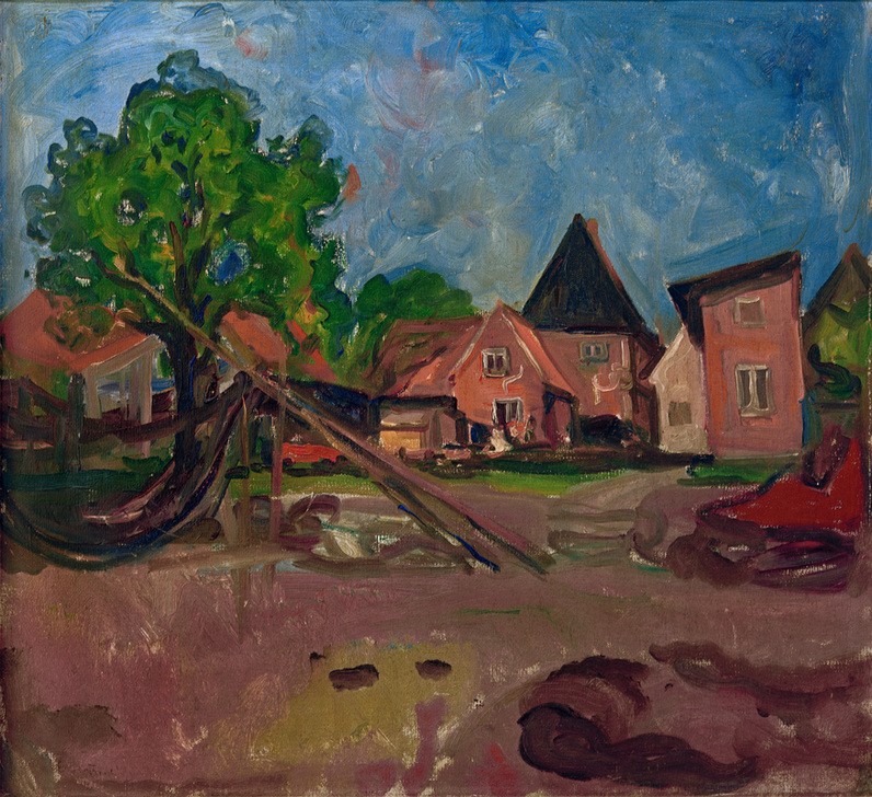Edvard Munch, Travemünde (Haus,Jugendstil,Kunst,Baum,Expressionismus,Vedute,Architekturdarstellung,Norwegische Kunst,Ansicht,Skandinavische Kunst)