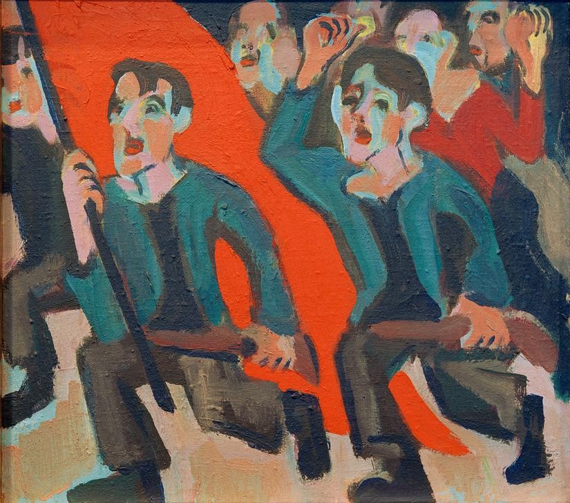Ernst Ludwig Kirchner, 1. Mai Revolution (Arbeiterbewegung,Arbeiter,Deutsche Kunst,Geschichte,Kunst,Mann,Tag Der Arbeit,Revolution (Allgemein),Demonstration,Expressionismus,Die Brücke,Demonstrant,Erster Mai)