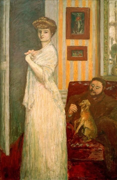 Pierre Bonnard, Misia Godebska et Thadée Natanson (Ehepaar,Musik,Pianistin,Pianist,Impressionismus,Herr Und Hund,Hund,Französische Kunst,Haustier,Tier,Jahrhundertwende,Eheleben,Doppelportrait,Blick Aus Dem Bild,Person)