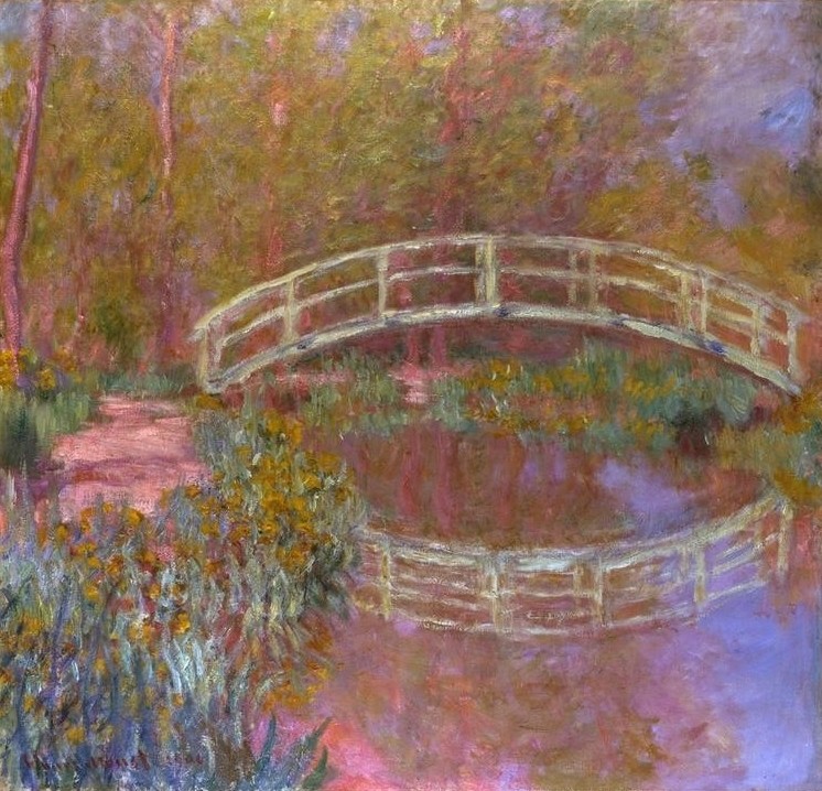 Claude Monet, Pont dans le jardin de Monet (Brücke,Garten Und Park,Kunst,Landschaft,Wasser,Impressionismus,See,Französische Kunst,Ziergarten,Gartenteich)