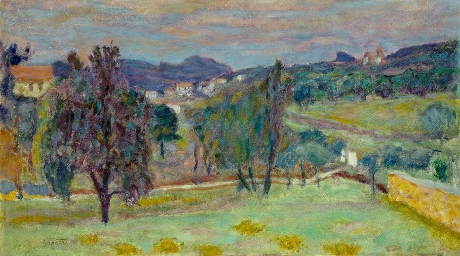 Pierre Bonnard, Paysage violet, le soir (Kunst,Landschaft,Tageszeiten,Abend,Französische Kunst,Ansicht,Nabis)