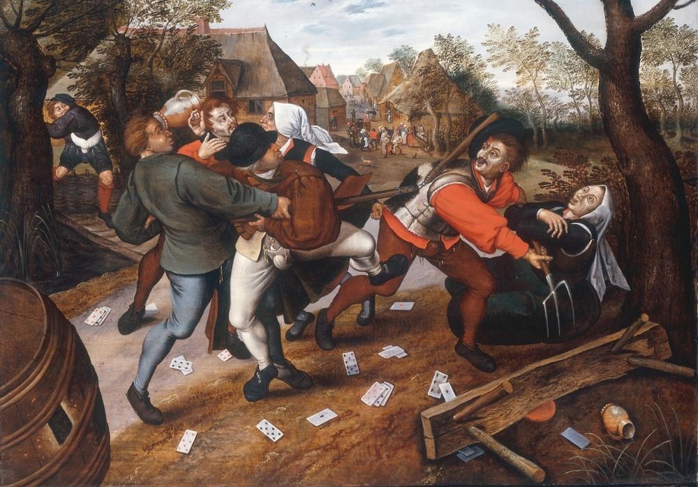 Pieter Brueghel der Jüngere, Bauernprügelei (Bauer (Landwirt),Gesellschaftliches Leben,Gesellschaft,Volkskunde,Renaissance,Streit,Schlägerei,Niederländische Kunst,Tumult,Land Und Leute)