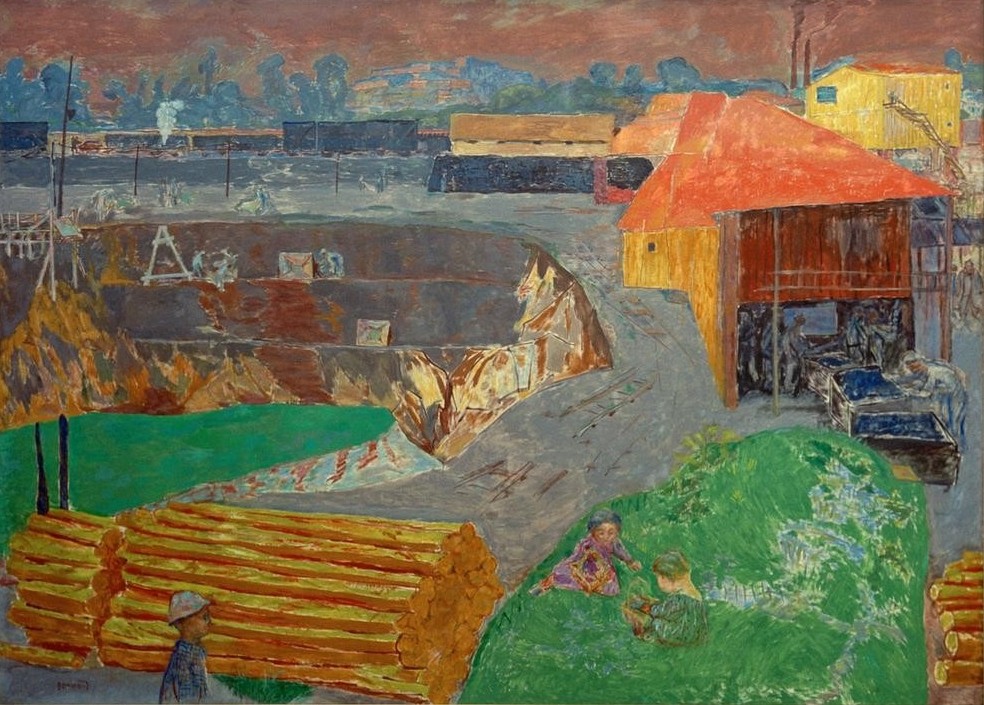 Pierre Bonnard, Carrière de lignite (Arbeit,Bergbau,Geologie,Kohle,Kunst,Landschaft,Technik,Tagebau,Französische Kunst,Energieversorgung,Stromversorgung,Nabis,Braunkohle,Industrielandschaft,Bodenschätze,Infrastruktur)