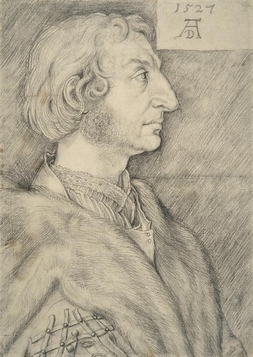 Albrecht Dürer, Ulrich Stark (Deutsche Kunst,Kunst,Mann,Mensch,Renaissance,Portrait,Pelzkragen,Profil,Nase,Brustbild)