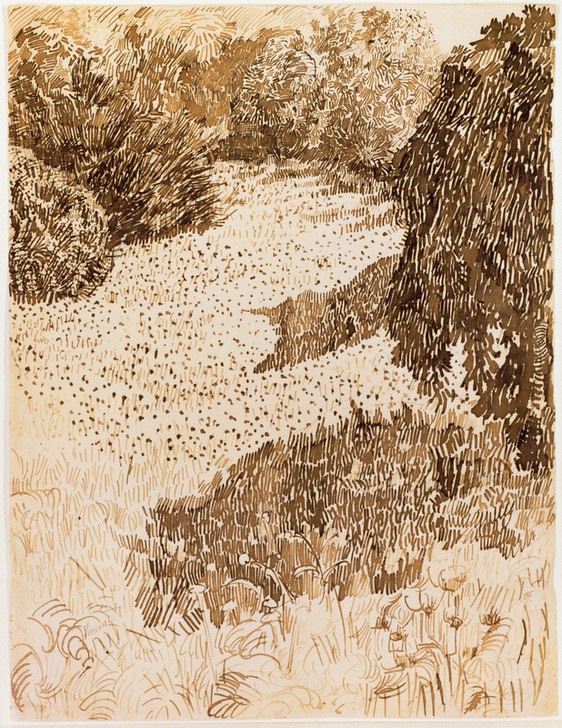 Vincent van Gogh, Coin de Parc (Garten Und Park,Kunst,Landschaft,Park,Impressionismus,Weg,Niederländische Kunst,Holländische Kunst,Strauch)
