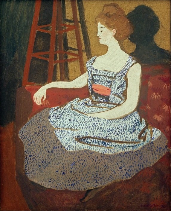 Felix Vallotton, Misia Godebska-Natanson (Frau,Jugendstil,Musik,Pianistin,Schatten,Portrait,Sofa,Französische Kunst,Schweizerische Kunst,Kleid,Haarknoten,Fin De Siecle,Profil,Nabis,Sitzen,Licht Und Schatten,Ganzfigurig,Person)