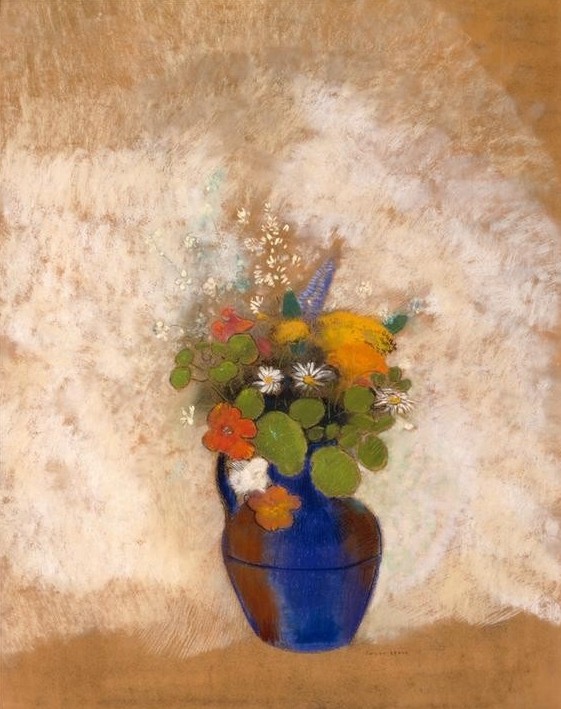 Odilon Redon, Fleurs dans un vase (Kunst,Symbolismus,Stillleben,Blumenstrauss,Vase,Französische Kunst,Naturalismus,Blume,Jahrhundertwende)