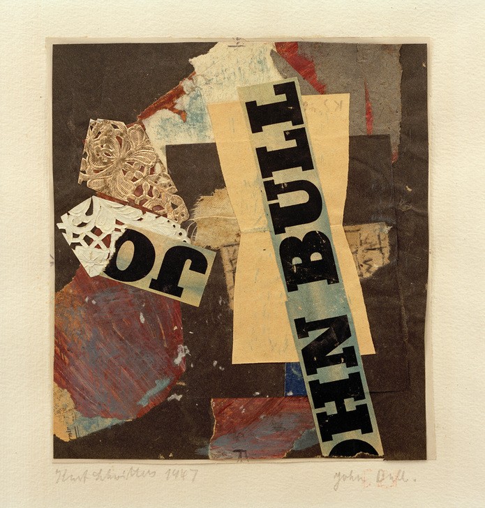 Kurt Schwitters, C 21 John Bull (Klassische Moderne, Malerei, Abstrakt, Collage,     geometrische Formen, Papierschnipsel, Dadaismus, Wohnzimmer, Treppenhaus, Wunschgröße,  bunt)