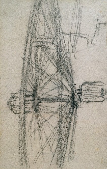 Adolph von Menzel, Rad in Bewegung (Deutsche Kunst,Fahrrad,Hochrad,Rad,Verkehr,Bewegung,Zweirad,Ausschnitt)