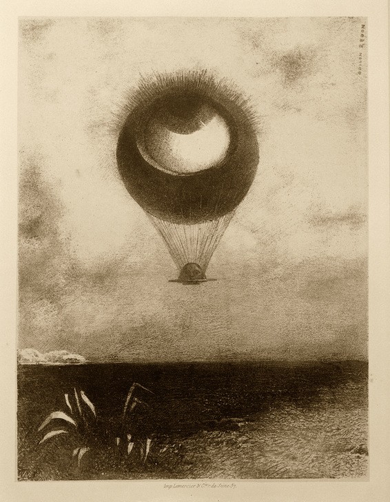Odilon Redon, L'oeil comme un ballon bizarre de dirige ver l'infini (Ballon,Kunst,Luftfahrt,Mensch,Symbolismus,Surrealismus,Augen,Französische Kunst,Schweben)