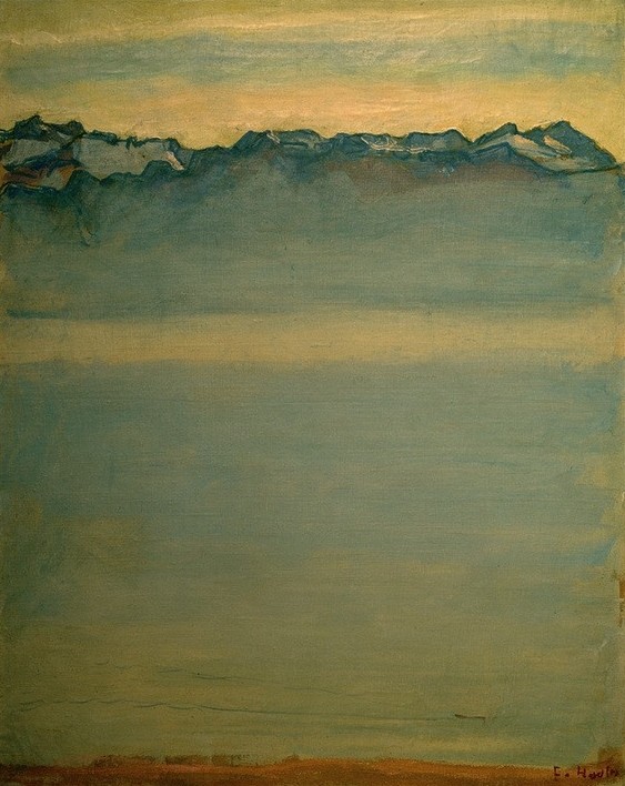 Ferdinand Hodler, Genfer See mit den Savoyer Alpen (Gebirge,Geographie,Jugendstil,Landschaft,See,Schweizerische Kunst,Topographie)