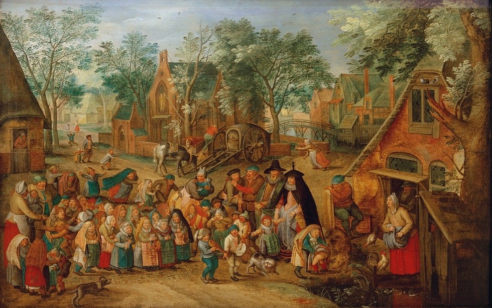 Pieter Brueghel der Jüngere, Das Pfingstbraut-Spiel (Bauer (Landwirt),Brauchtum,Braut,Dorfstrasse,Dorf,Feste,Flämische Kunst,Kalenderfeste,Kind,Musik,Pfingsten,Spiel,Szene,Volksfest,Volkskunde,Bäuerin,Niederländische Kunst,Ausgelassenheit,Kinderleben,Musikant,Dorfbewohner,Dorfleben,Flamen,Land Und Leute)