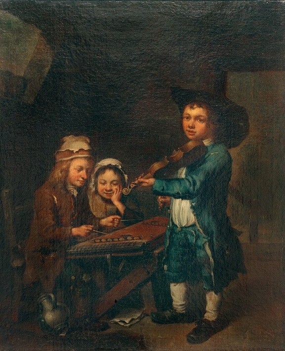 Johann Conrad Seekatz, Musizierende Kinder (Deutsche Kunst,Geiger,Kind,Konzert,Kunst,Musik,Geige,Hackbrett,Rokoko,Genre,Kind In Erwachsenenrolle,Kinderleben,Musikant)
