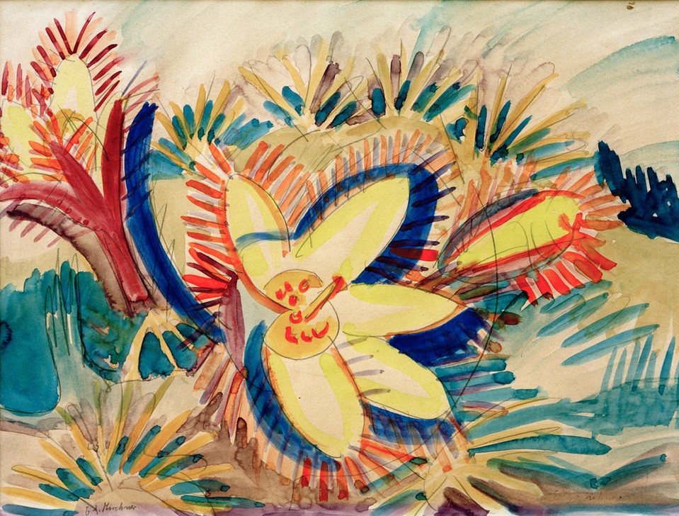 Ernst Ludwig Kirchner, Berganemone (Anemone,Botanik,Deutsche Kunst,Expressionismus,Die Brücke,Blume,Anemone Blanda)