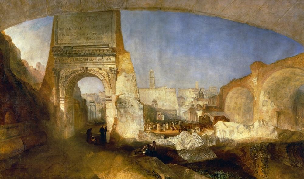 JOSEPH MALLORD WILLIAM TURNER, Forum Romanum, for Mr Soane's Museum (Architektur,Geschichte,Himmel (Natur),Kunst,Wolke,Tag,Horizontale)