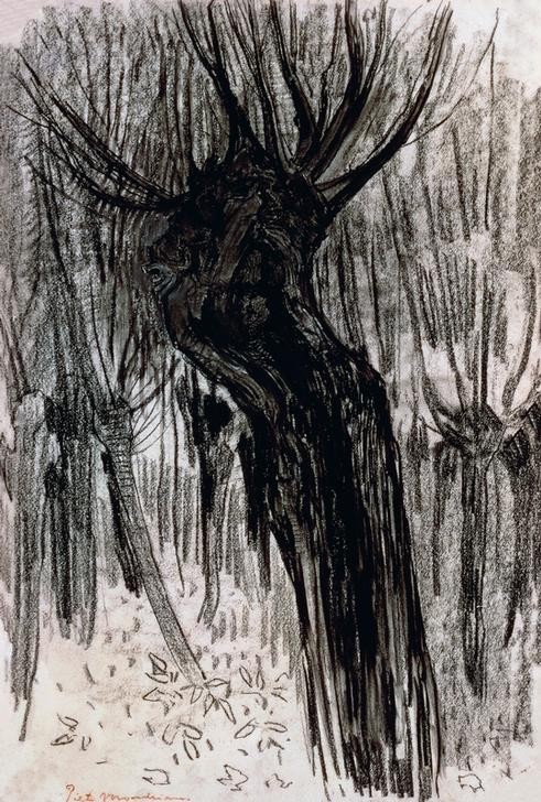 Piet Mondrian, Willows (Baum,Tag,Idylle,Natur,Baumstamm,Weide (Baum))