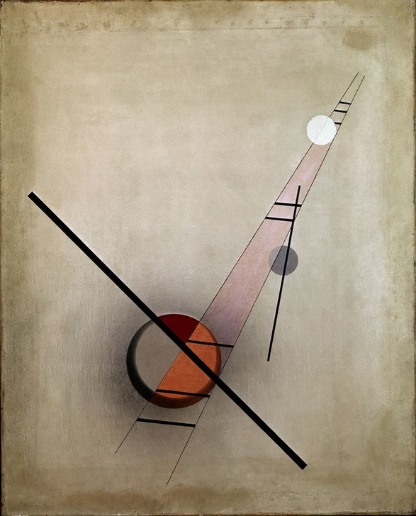 Laszlo Moholy-Nagy, Komposition 2 IV (Bauhaus,Geometrie,Kunst,Konstruktivismus,Abstrakte Kunst,Ungarische Kunst,Kreis,Streifen,Geometrische Abstraktion,Parallele)