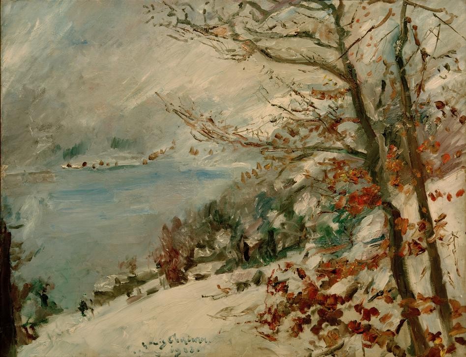 Lovis Corinth, Walchensee im Winter (Deutsche Kunst,Kunst,Landschaft,Winter,Impressionismus,Ufer)