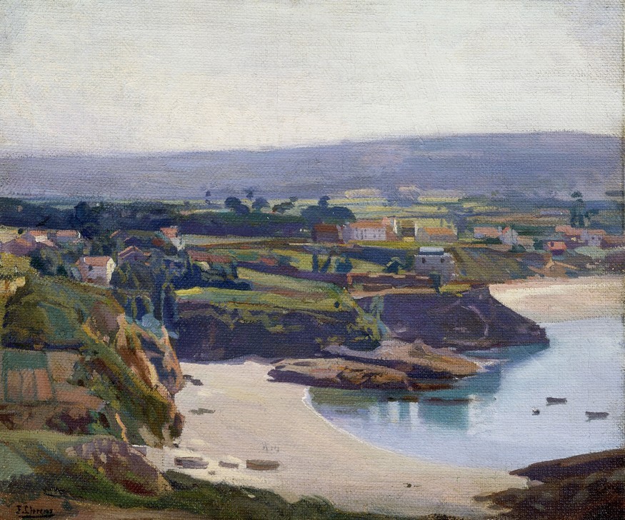 Francisco Llorens Diaz, LA PLAYA DE ESPIÑEIRO (Küste, Seebad, Strand, Sand, Felsen, Spanien, Weite, Panorama, klassische Moderne, Wohnzimmer, Impressionismus, Wunschgröße, Malerei)