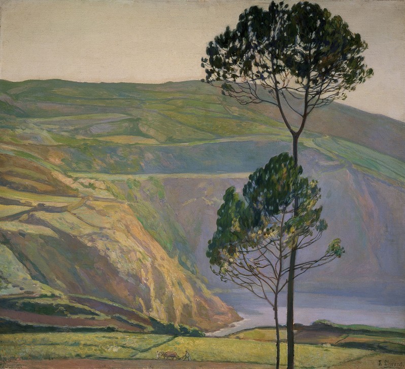 Francisco Llorens Diaz, COSTA DE MERA (Landschaft, Landschaftsmalerei, Felder, Hügel, Berg, Baum, klassische Moderne, Wohnzimmer, Impressionismus, Wunschgröße, Malerei)