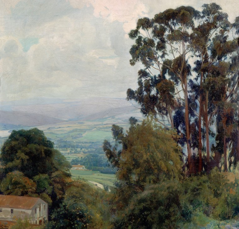 Francisco Llorens Diaz, EL VALLE DE SAMOEDO (Panorama, Tal, Bäume, Berge, Landschaftsmalerei, Landschaften, klassische Moderne, Wohnzimmer, Impressionismus, Wunschgröße, Malerei)