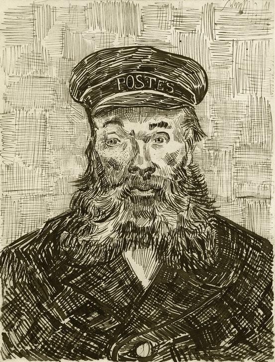 Vincent van Gogh, Le Facteur Joseph Roulin (Beruf,Beamter,Post,Postbote,Bart,Uniform,Portrait,Niederländische Kunst,Vollbart)