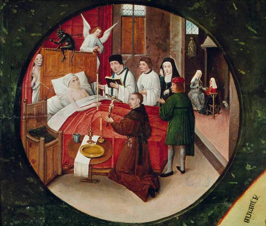 Hieronymus Bosch, Die sieben Hauptsünden und die vier Letzten Dinge (Engel,Kunst,Mensch,Priester,Sakramente,Schlafzimmer,Tod,Knochenmann,Mönch,Teufel,Niederländische Kunst,Gut Und Böse,Sterben,Ars Moriendi,Letzte Ölung,Seelsorge,Sterbezimmer,Sterbebett,Sterbebegleitung,Nachtstuhl,Vier Letzte Dinge)