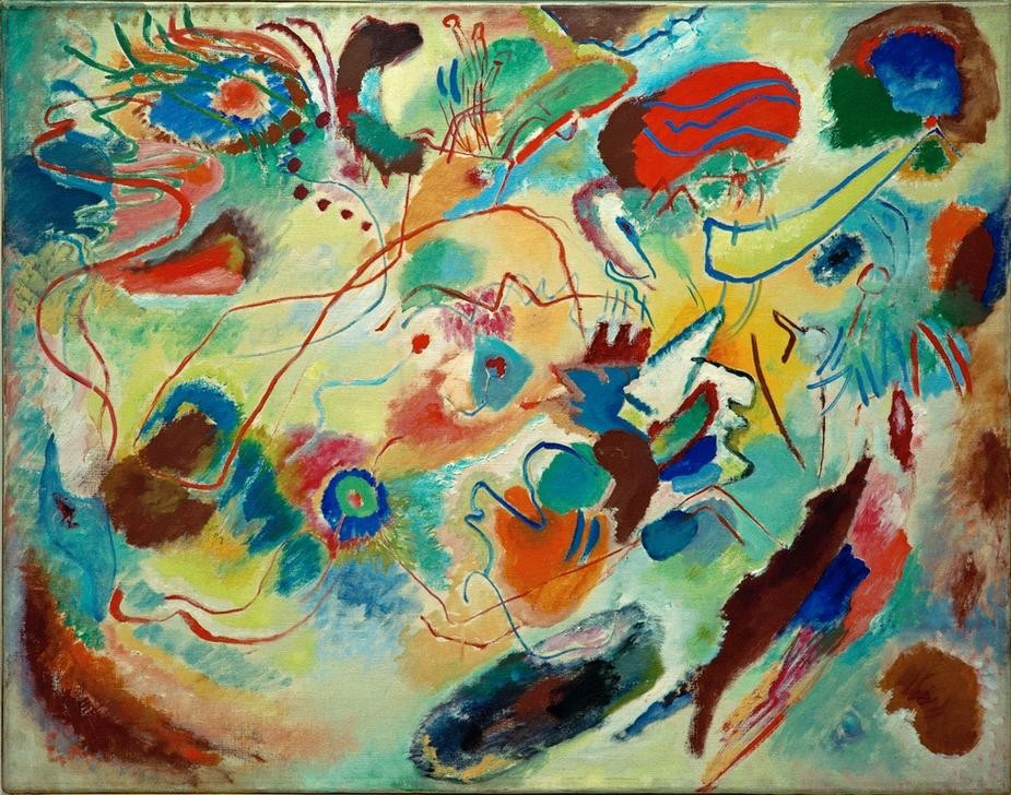 Wassily Kandinsky, Studie zu ‘Komposition VII' (Der Blaue Reiter, Abstrakte Kunst, Russische Kunst, Studie, Wohnzimmer,  Treppenhaus, Wunschgröße, Klassische Moderne, bunt)