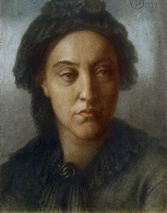 Dante Gabriel Rossetti, Christina G.Rossetti (Dichterin,Frau,Lyrikerin,Literatur,Schriftstellerin,Schwester,Portrait,Präraffaeliten,Englische Kunst,Schwester Von Berühmten,Brustbild)