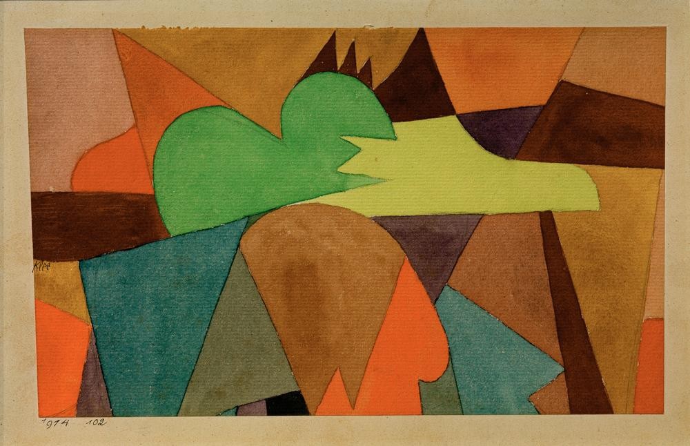 Paul Klee, Mit d. braunen Spitzen (Bauhaus,Kunst,Der Blaue Reiter,Abstrakte Kunst,Schweizerische Kunst,Abstraktion)