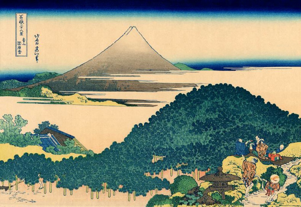 Katsushika Hokusai, The Circular Pine Trees of Aoyama (Geschichte,Kunst,Japanische Kunst)