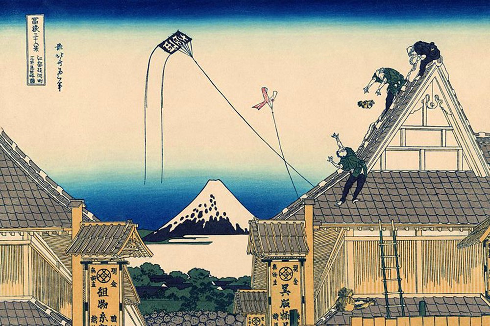 Katsushika Hokusai, The Mitsui Shop in Suruga (Geschichte,Kunst,Japanische Kunst,Drachen (Flugobjekt))
