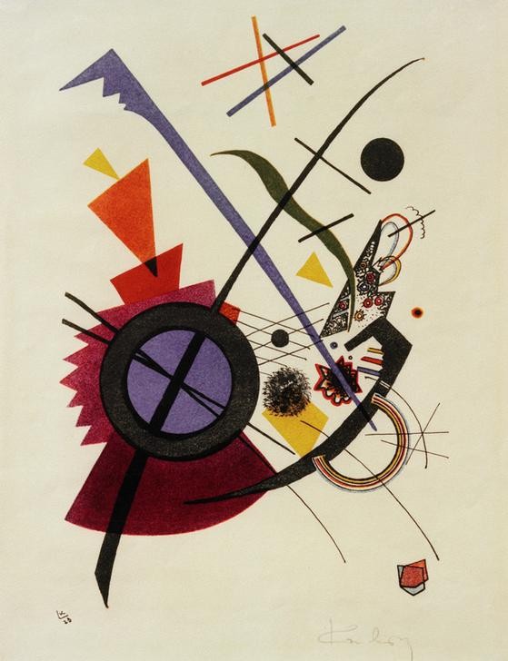 Wassily Kandinsky, Violett (Geometrie, Der Blaue Reiter, Abstrakte Kunst, Russische Kunst, Abstraktion, Wohnzimmer,  Treppenhaus, Wunschgröße, Klassische Moderne, bunt)