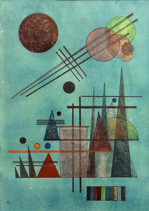 Wassily Kandinsky, Quer und Hoch (Geometrie, Der Blaue Reiter, Abstrakte Kunst, Russische Kunst, Kreise, Dreiecke, Linien, Wohnzimmer,  Treppenhaus, Wunschgröße, Klassische Moderne, bunt)