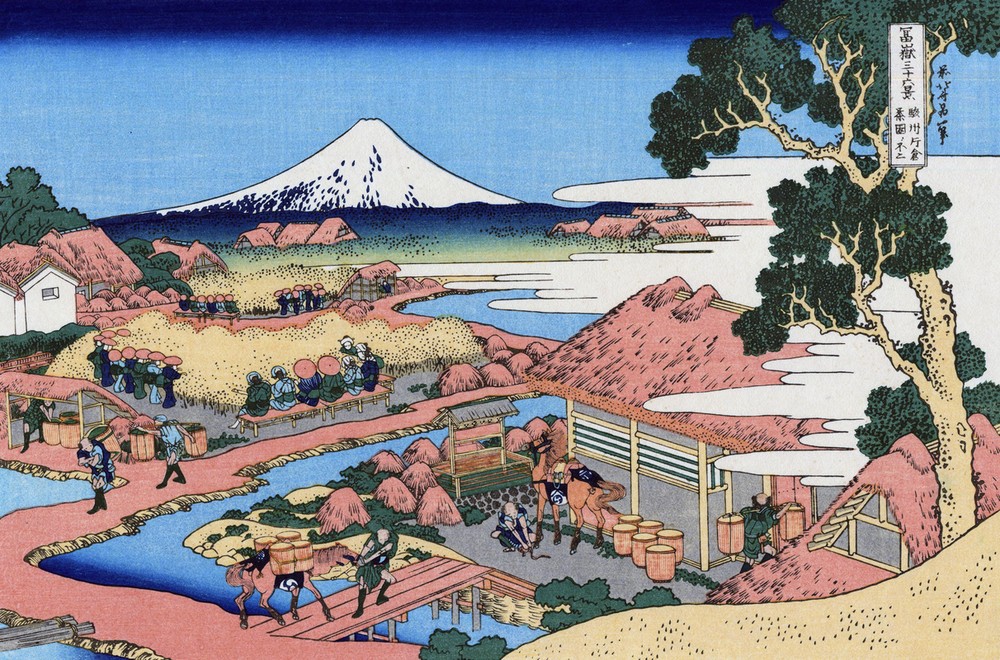 Katsushika Hokusai, Mount Fuji seen from the tea plantation at Katakura (Geschichte,Kunst,Tee,Japanische Kunst)