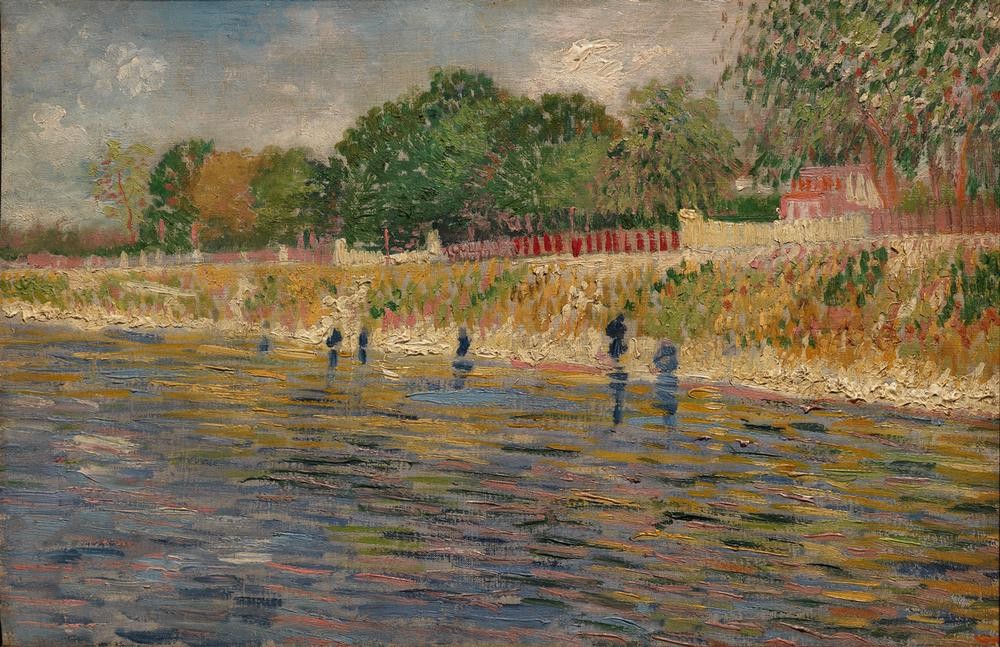 Vincent van Gogh, Seineufer (Gewässer,Kunst,Landschaft,Impressionismus,Fluss,Niederländische Kunst,Holländische Kunst,Ufer,Postimpressionismus)