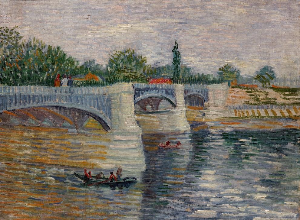 Vincent van Gogh, Die Seine mit dem Pont de la Grande Jatte (Brücke,Gewässer,Kunst,Landschaft,Impressionismus,Fluss,Niederländische Kunst,Ansicht,Verkehrsbauten)