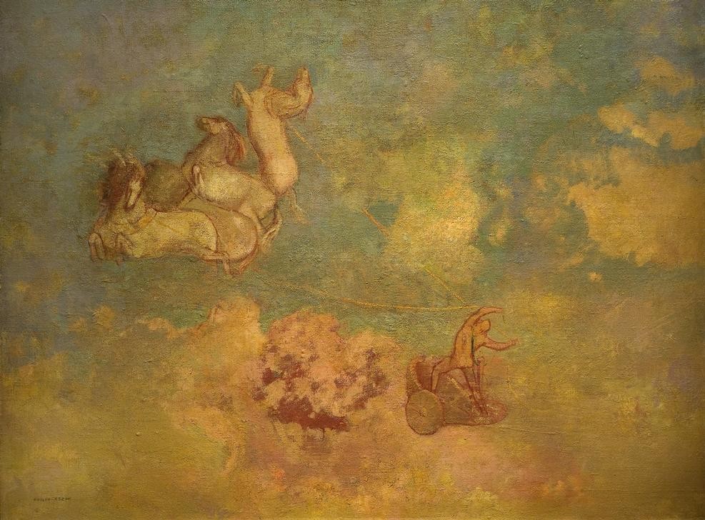 Odilon Redon, Der Wagen des Apollo (Kunst,Mythologie,Pferd (Tier),Pferdewagen,Sonne,Symbolismus,Quadriga,Französische Kunst,Götter,Gespann,Gott,Sonnenwagen,Griechisch-Römische Mythologie)