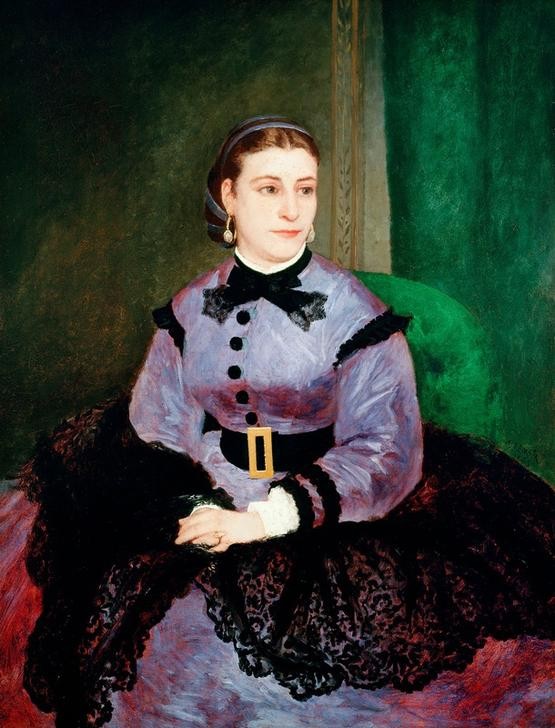 Pierre-Auguste Renoir, Portrait de Mademoiselle Sicot (Frau,Kunst,Mensch,Impressionismus,Portrait,Französische Kunst,Kleidung (Allgemein),Kopf,Sitzen)