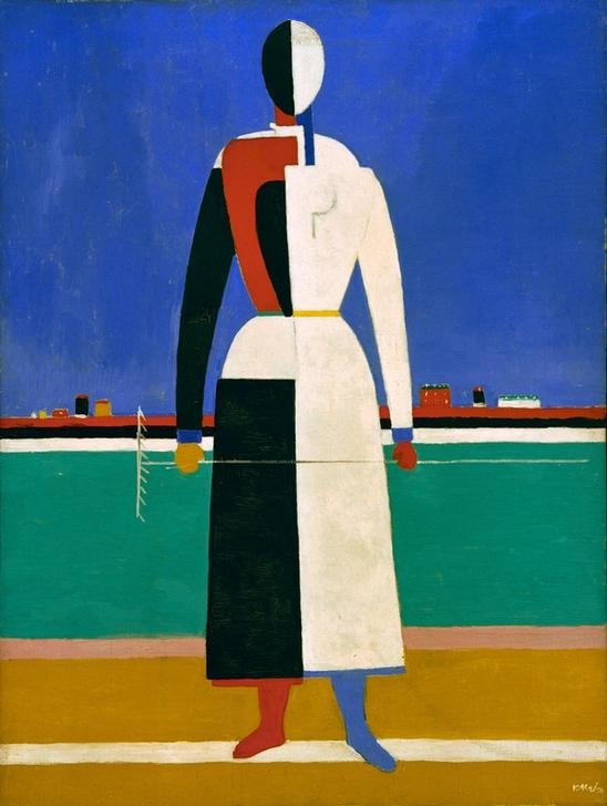 Kasimir Malewitsch, Frau mit Rechen (Frau,Mensch,Portrait,Bäuerin,Russische Kunst,Rechen,Suprematismus,Landwirtschaft)