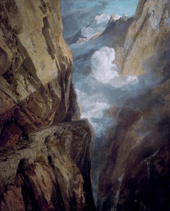 JOSEPH MALLORD WILLIAM TURNER, Der St. Gotthard-Pass (Gebirge,Geographie,Landschaft,Englische Kunst,Pass-Strasse,Romantik,Topographie,Pass (Gebirge))