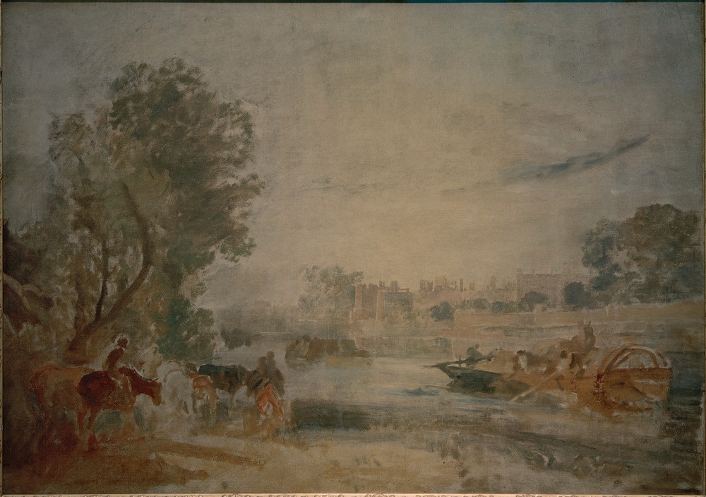 JOSEPH MALLORD WILLIAM TURNER, Hampton Court, von der Themse aus (Orte und Reise