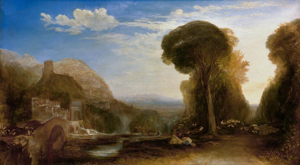 JOSEPH MALLORD WILLIAM TURNER, Palestrina – Composition (Brücke,Dorf,Kunst,Landschaft,Wasserfall,Fluss,Schaf,Englische Kunst,Romantik)