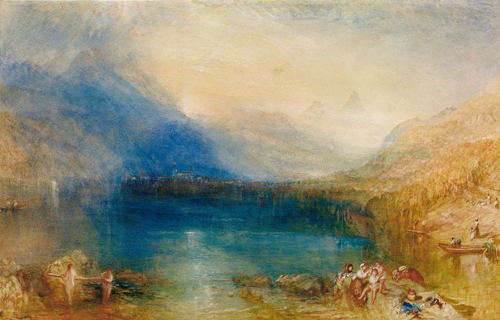 JOSEPH MALLORD WILLIAM TURNER, The Lake of Zug: early Morning (Geographie,Kunst,Landschaft,Morgen,See,Stadtansicht,Englische Kunst,Romantik,Topographie)