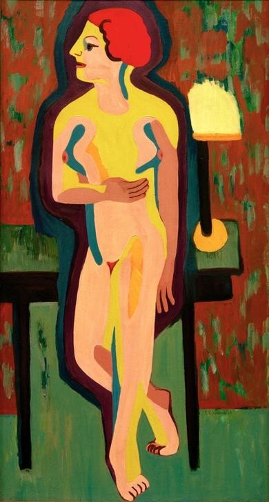 Ernst Ludwig Kirchner, Rothaarige nackte Frau (Deutsche Kunst,Frau,Kunst,Akt,Expressionismus,Die Brücke,Rote Haare,Ganzfigurig)