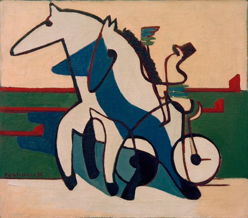 Ernst Ludwig Kirchner, Trabergespann (Deutsche Kunst,Kunst,Pferdesport,Pferd (Tier),Sport,Expressionismus,Die Brücke,Pferderennen,Zugtier,Tier,Trabrennen,Privatsammlung,Rennen (Wettkampf))